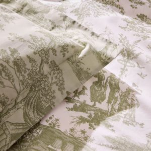 Laura Ashley Braysmith Toile Olive Green Bedding Set detail