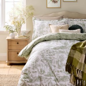 Laura Ashley Braysmith Toile Olive Green Bedding Set