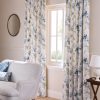 Laura Ashley Gosford Heritage Blue Readymade Pencil Pleat Curtains open