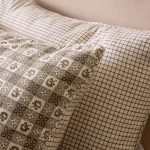 Laura Ashley Hartley Check Dark Truffle Brown Reversible Bedding Set close up