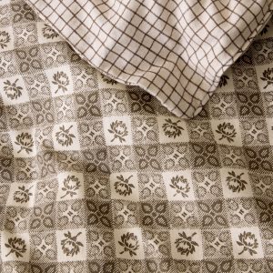 Laura Ashley Hartley Check Dark Truffle Brown Reversible Bedding Set detail