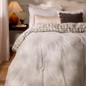 Laura Ashley Hartley Check Dark Truffle Brown Reversible Bedding Set reverse