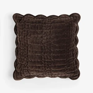Laura Ashley Brady Scalloped Chocolate Microfibre Filled 43x43cm Cushion