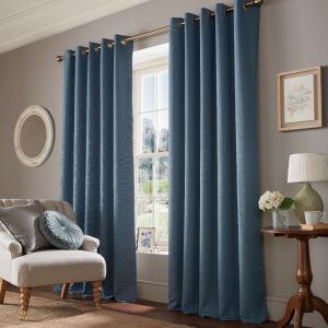 Laura Ashley Stephanie Dark Seaspray Readymade Blackout Eyelet Curtains