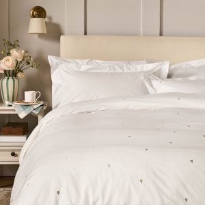 Sophie Allport Love Hearts Embroidery Pale Neutral Bedding Set