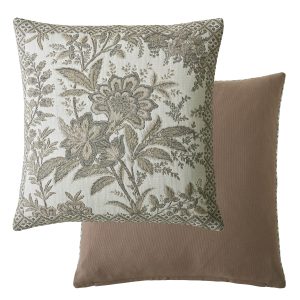 Laura Ashley Malbrook Jaquard Truffle Microfibre Filled 45x45cm Cushion front and back