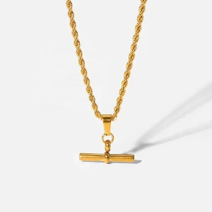 MisGraceful Twisted Chain T Bar Pendant Necklace hero image