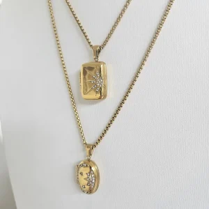 Misgraceful Rectangle Locket Necklace hero image with oval locket