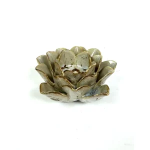 Mottled Burnt Cream Floral Ceramic Tealight Holder