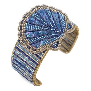 My Doris Blue Shell Beaded Cuff
