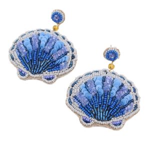 My Doris Blue Shell Beaded Earrings