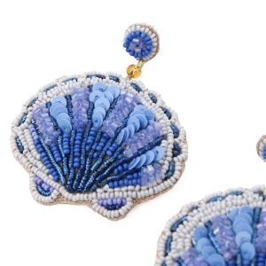 My Doris Blue Shell Beaded Earrings