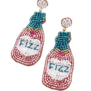 My Doris Fizz Pink Bottle Beaded Earrings