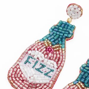 My Doris Fizz Pink Bottle Beaded Earrings