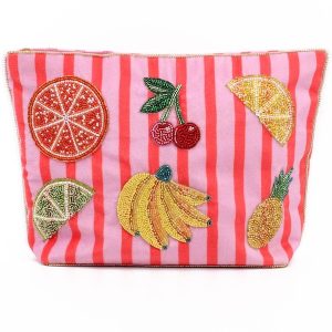 My Doris Multi Fruit On Stripe Large Pouch