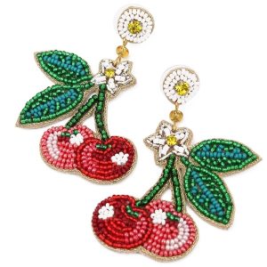 My Doris Summer Cherry Beaded Earrings