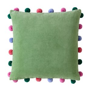 Bring colour, texture, and a touch of playfulness with the Velvet Pom Pom Cushion. Featuring our classic Bluebellgray pom poms, it’s joyful, vibrant, and the perfect statement piece for layering on sofas or beds. Available in a beautiful palette of sweet rose and Verdigris green. This cushion is filled with a fine denier, recycled polyester cushion pad for a sustainable and luxurious feel.