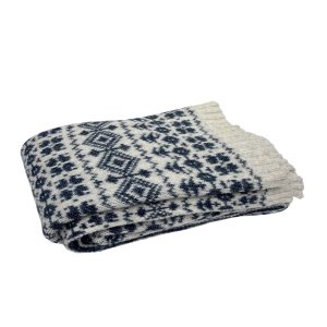 Laura Ashley Selsey Fair Isle Dark Seaspray Blue Throw 130cm x 170cm