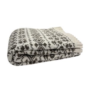 Laura Ashley Selsey Fair Isle Dark Truffle Throw 130cm x 170cm