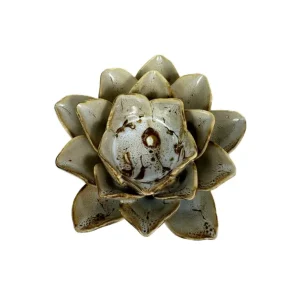 Alternative view of Mottled Burnt Cream Floral Ceramic Tealight Holder
