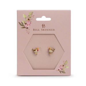Bill Skinner Enamel Robin Stud Earrings