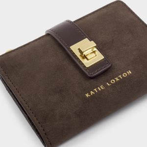 Katie Loxton Orin Twist Lock Purse Bitter Chocolate Suedette / Bitter Chocolate