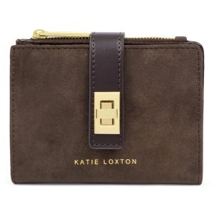 Katie Loxton Orin Twist Lock Purse Bitter Chocolate Suedette / Bitter Chocolate