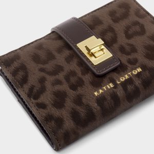Katie Loxton Orin Twist Lock Purse Chocolate Leopard