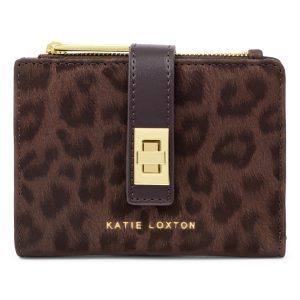 Katie Loxton Orin Twist Lock Purse Chocolate Leopard