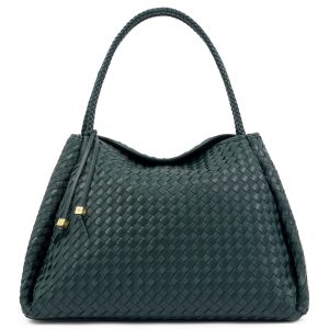 Katie Loxton Nova Hand Woven Large Shoulder Bag Deep Teal Mixed