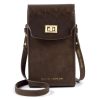 Katie Loxton Orin Twist Lock Slim Bag Bitter Chocolate Suedette / Chocolate Distressed