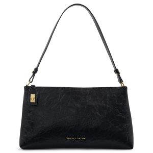 Katie Loxton Orin Twist Lock Small Shoulder Black / Black Distressed