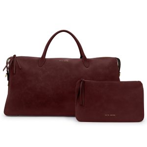 Katie Loxton Ascot Suedette Weekend Bag And Pouch Organiser Cherry Suedette