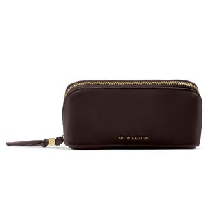 Katie Loxton Fold-Out Mirror Make Up Bag Bitter Chocolate