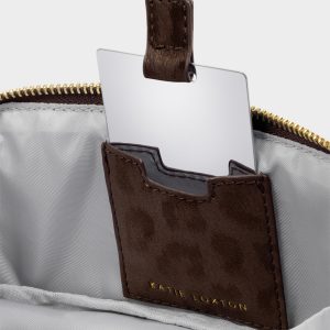 Katie Loxton Fold-Out Mirror Make Up Bag Chocolate Leopard