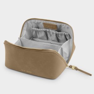 Katie Loxton Soho Medium Make Up / Wash Bag Taupe Suedette
