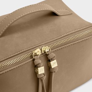 Katie Loxton Soho Medium Make Up / Wash Bag Taupe Suedette