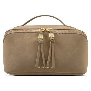 Katie Loxton Soho Medium Make Up / Wash Bag Taupe Suedette