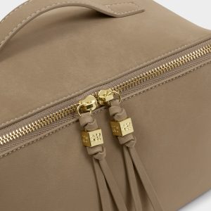 Katie Loxton Soho Large Make Up / Wash Bag Taupe Suedette