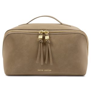 Katie Loxton Soho Large Make Up / Wash Bag Taupe Suedette
