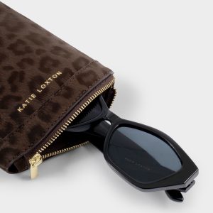 KLB4887Katie Loxton Duo Sunglasses Case Chocolate Leopard