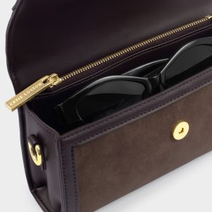 Katie Loxton Glasses And Cardholder Case With Strap Chocolate Suedette / Chocolate