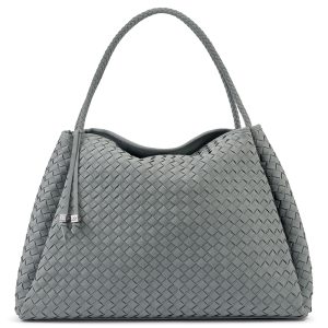 Katie Loxton Nova Hand Woven Large Shoulder Bag Fossil Grey Suedette
