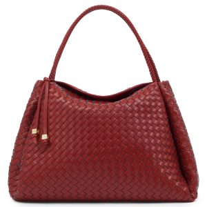 Katie Loxton Nova Hand Woven Large Shoulder Bag Crimson