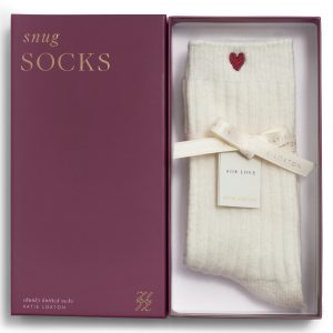 Katie Loxton Gift Boxed Chunky Knit Socks Heart Off White