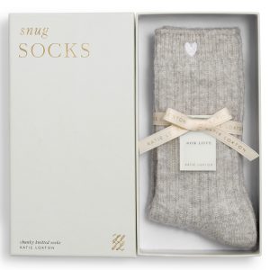 Katie Loxton Gift Boxed Chunky Knit Socks Heart Mink