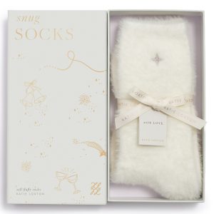 Katie Loxton Gift Boxed Fluffy Socks Star Off White