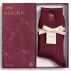 Katie Loxton Gift Boxed Ribbed Socks Bow Cherry