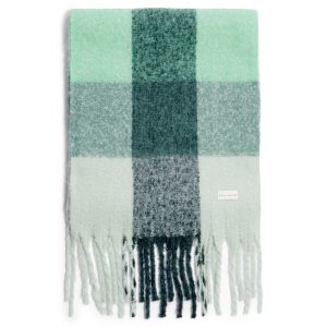 Katie Loxton Recycled Checked Tassel Scarf Green / Grey