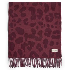 Katie Loxton Printed Blanket Scarf Leopard Mauve / Cherry